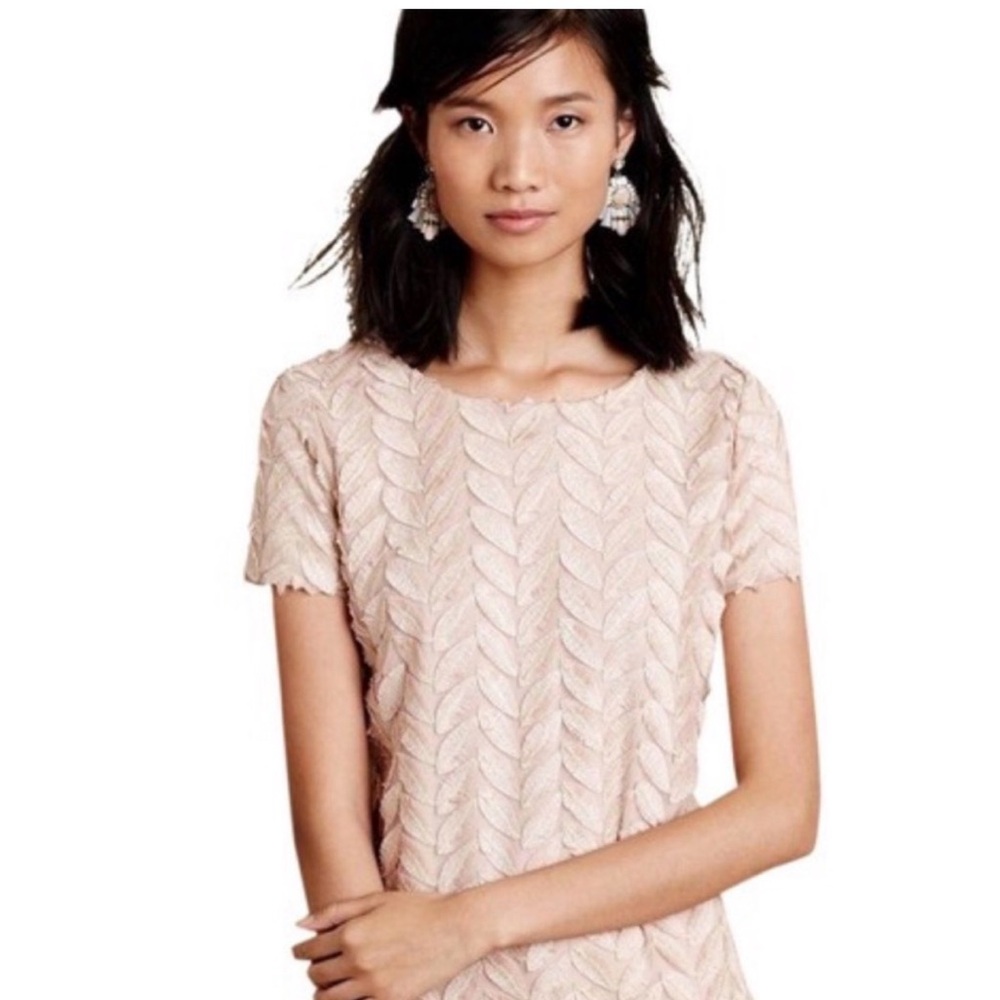 Anthropologie Weston Wear Ballet Pink and Gold Tulle Leaves T Shirt